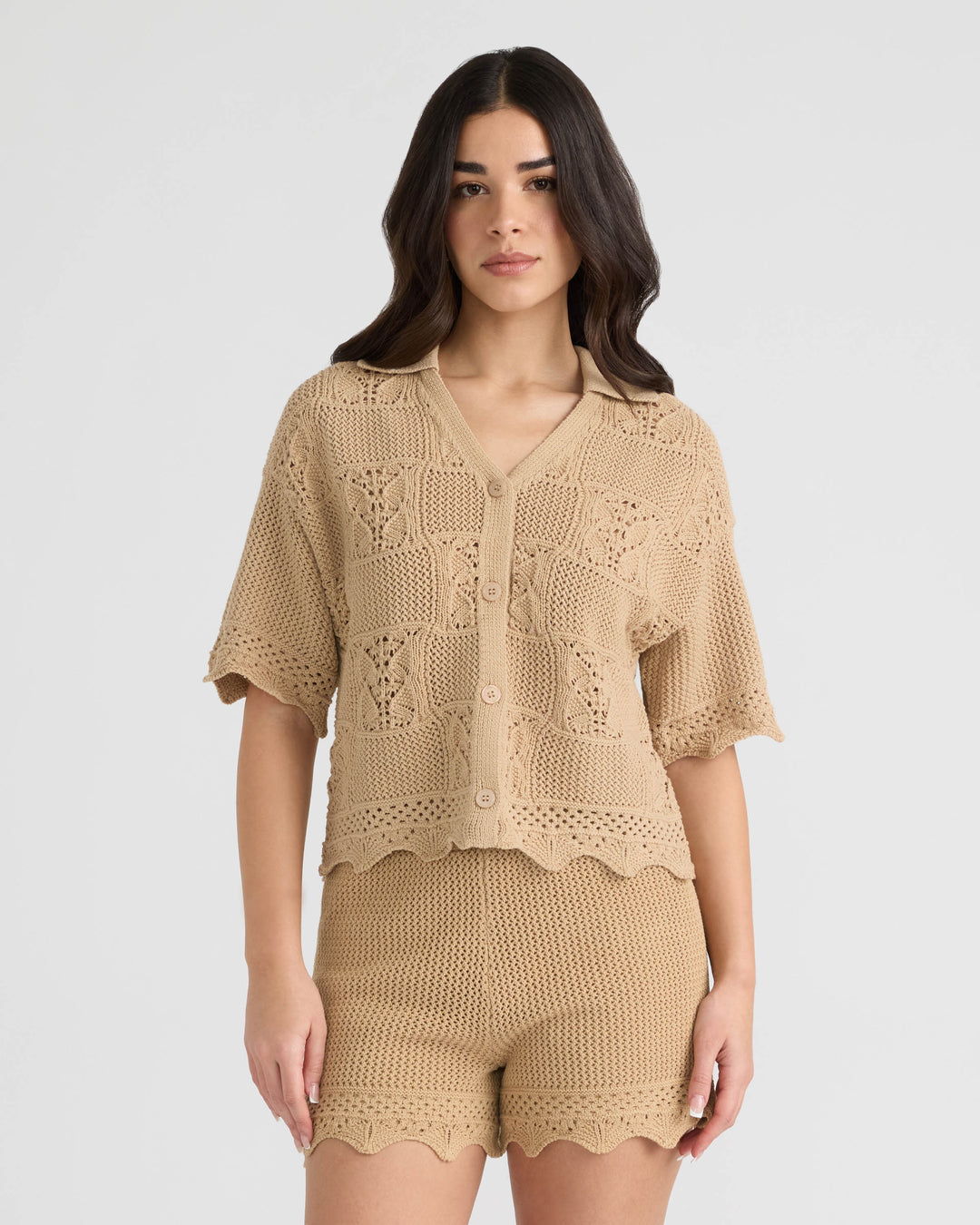 Short Sleeve Crochet Sweater