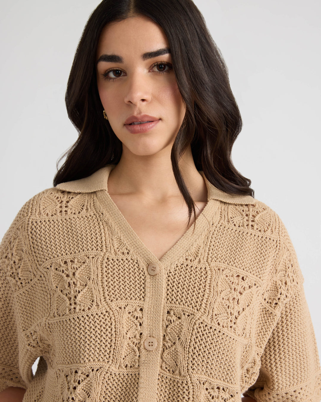 Short Sleeve Crochet Sweater