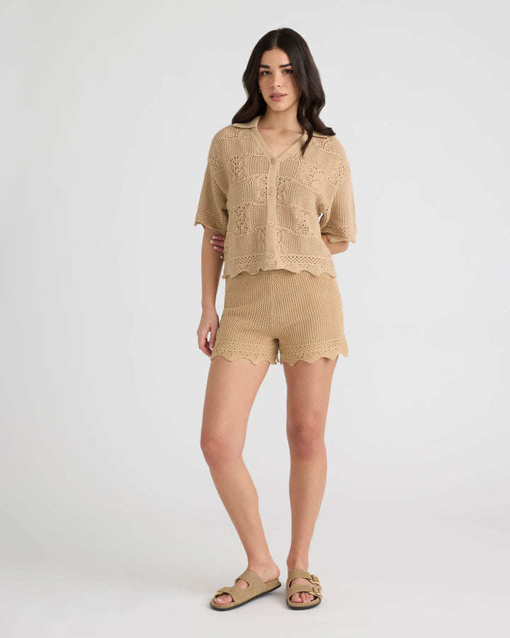 Short Sleeve Crochet Sweater