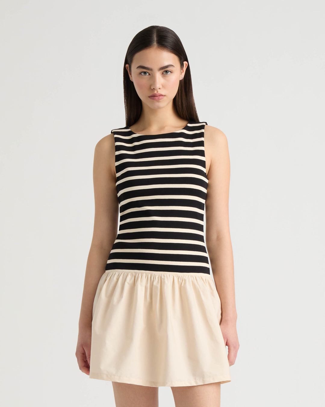 twofer dress NVLT Twofer Dress with Ruffled Poplin Skirt L