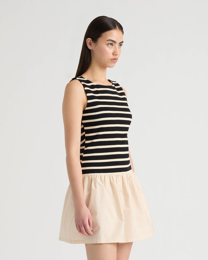 Twofer Dress with Ruffled Poplin Skirt
