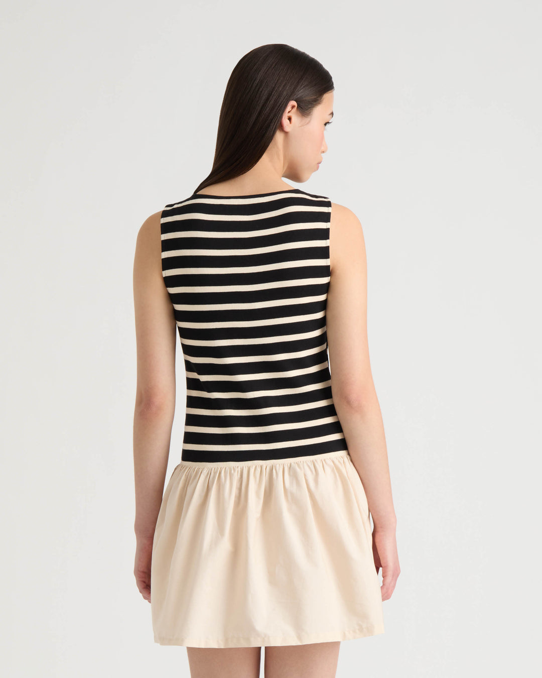 Twofer Dress with Ruffled Poplin Skirt