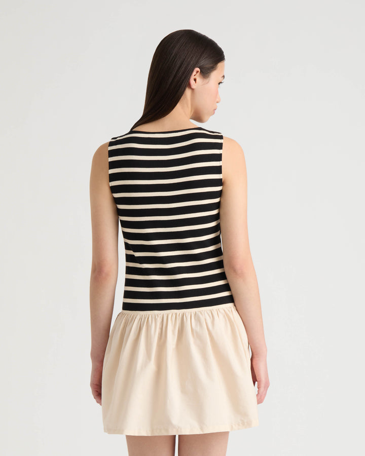 Twofer Dress with Ruffled Poplin Skirt
