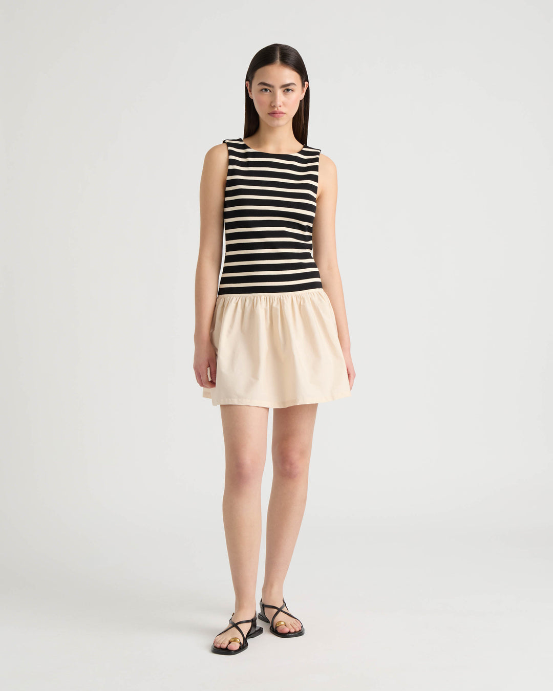 Twofer Dress with Ruffled Poplin Skirt