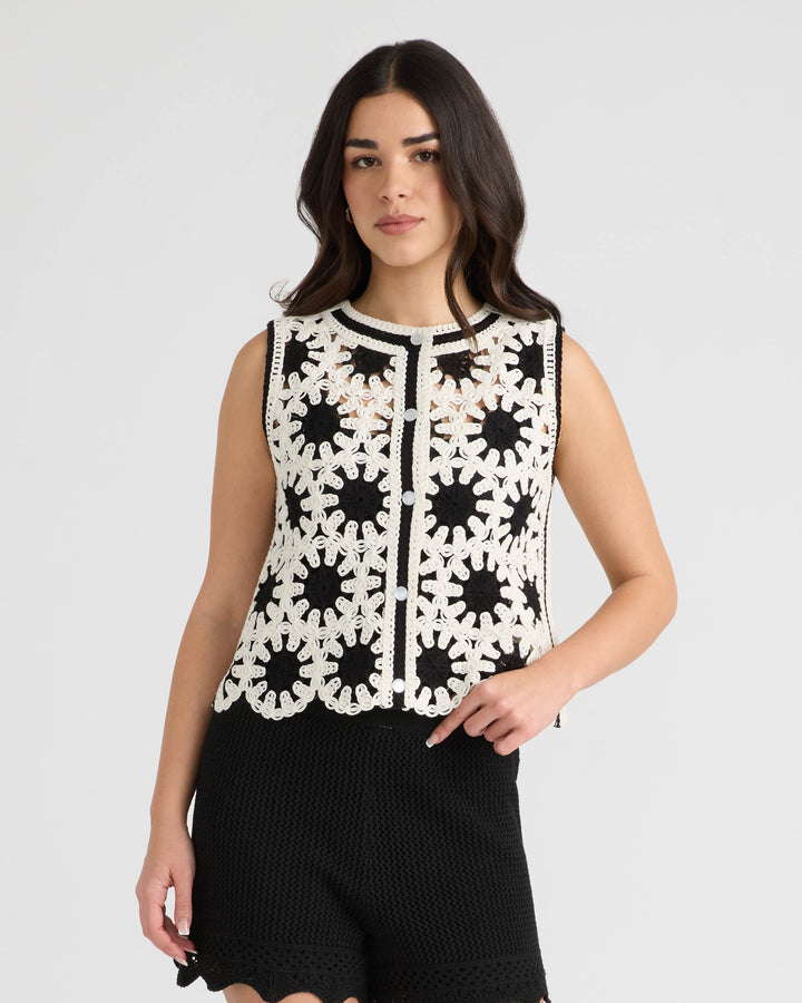 Crochet Button Front Vest