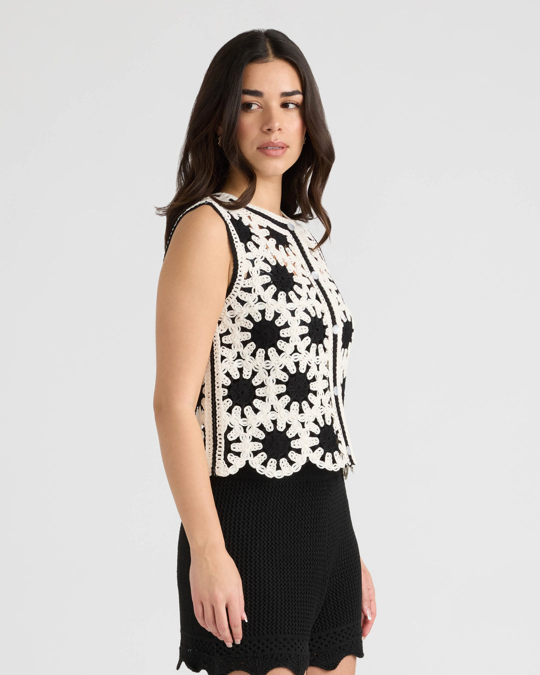 Crochet Button Front Vest