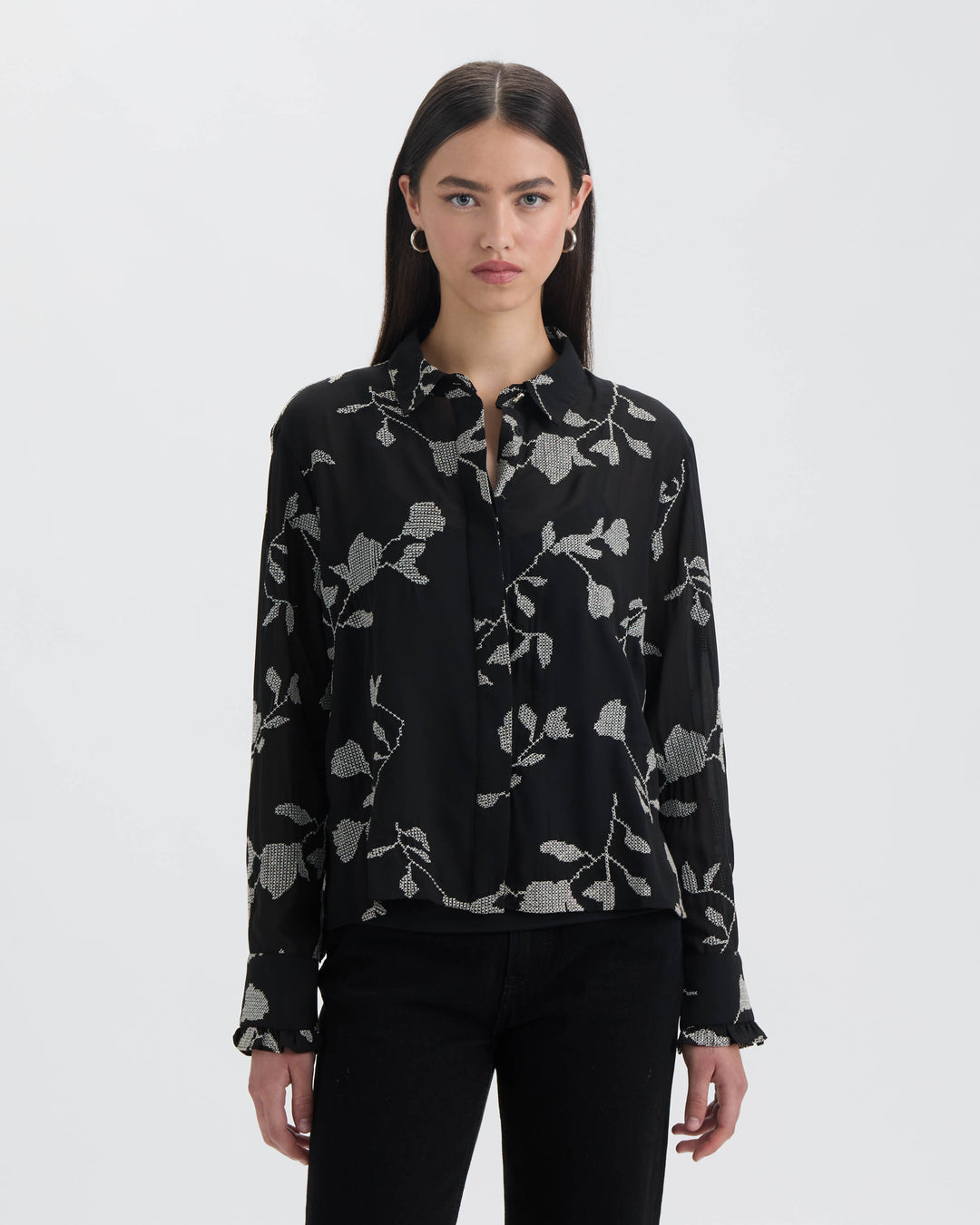 Cropped Broidery Shirt