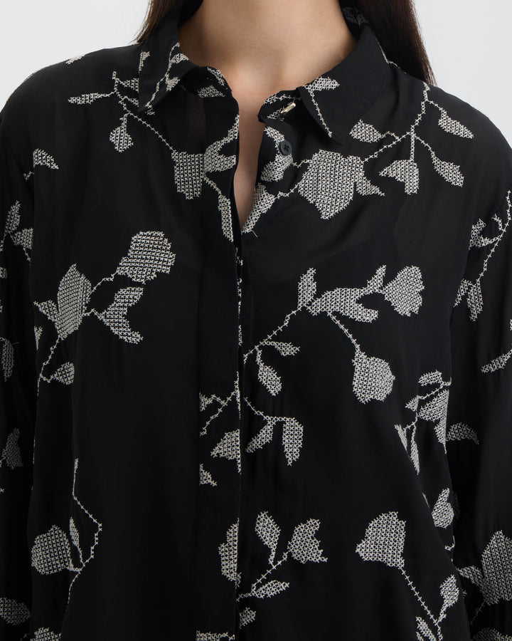 Cropped Broidery Shirt