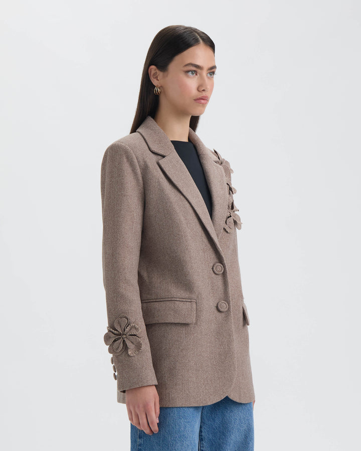 Blazer with 3D Flowers and Embroidery