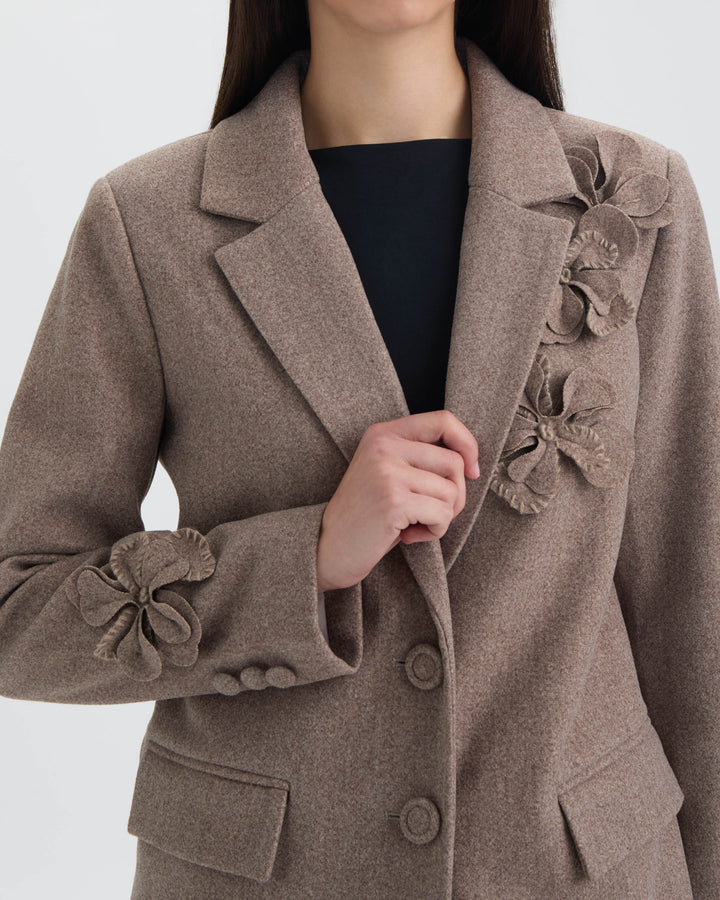 Blazer with 3D Flowers and Embroidery