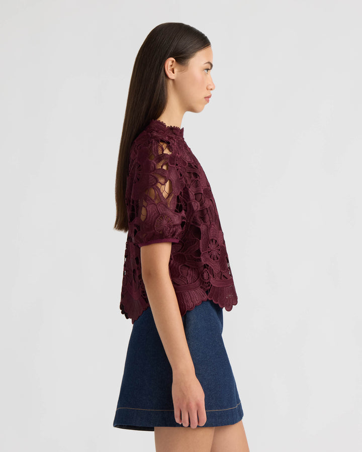 Mock Neck Lace Top