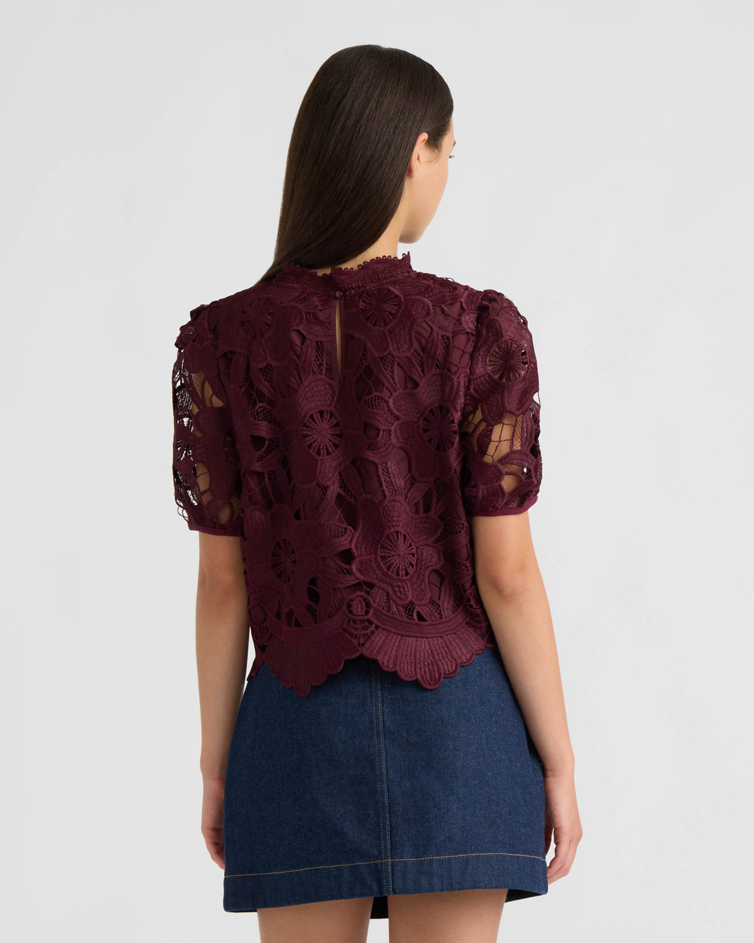 Mock Neck Lace Top