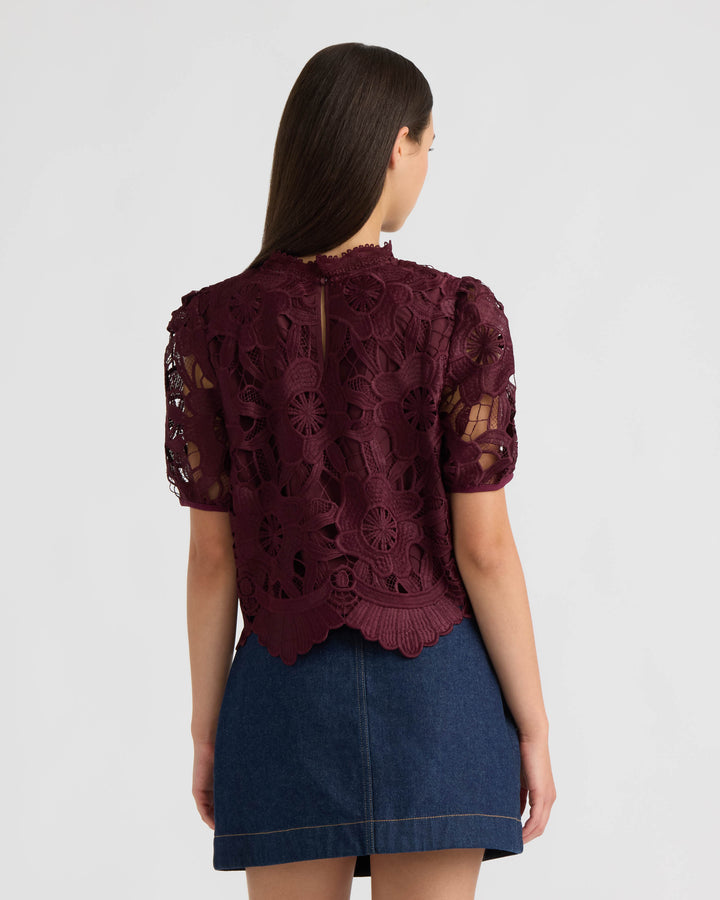 Mock Neck Lace Top