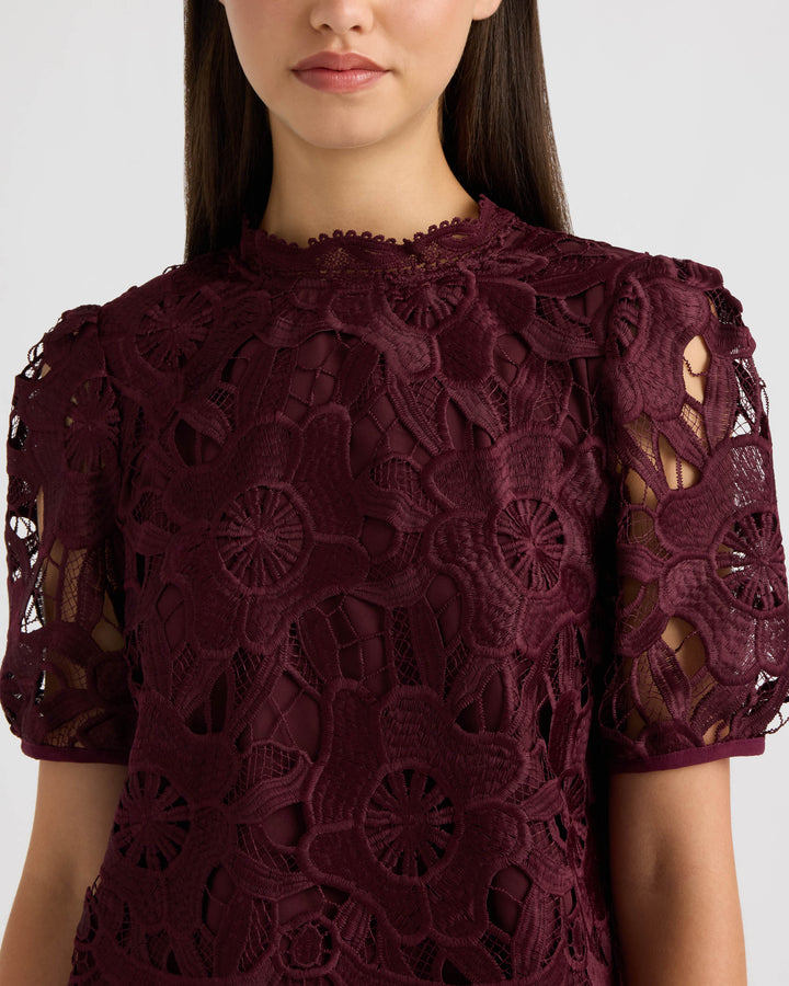 Mock Neck Lace Top