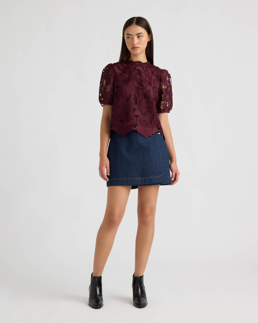 Mock Neck Lace Top