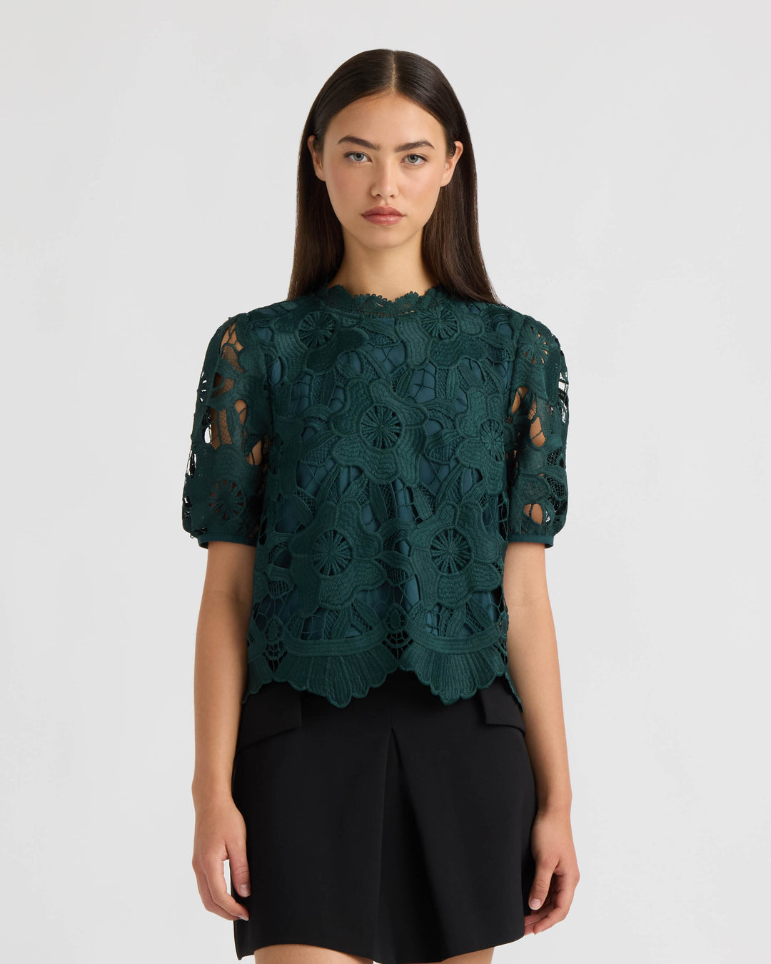 Mock Neck Lace Top