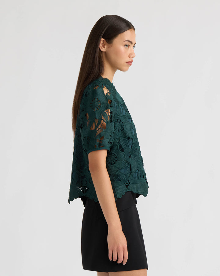 Mock Neck Lace Top