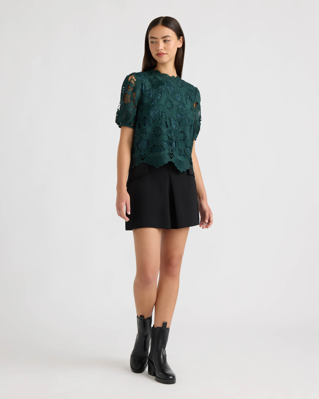 Mock Neck Lace Top