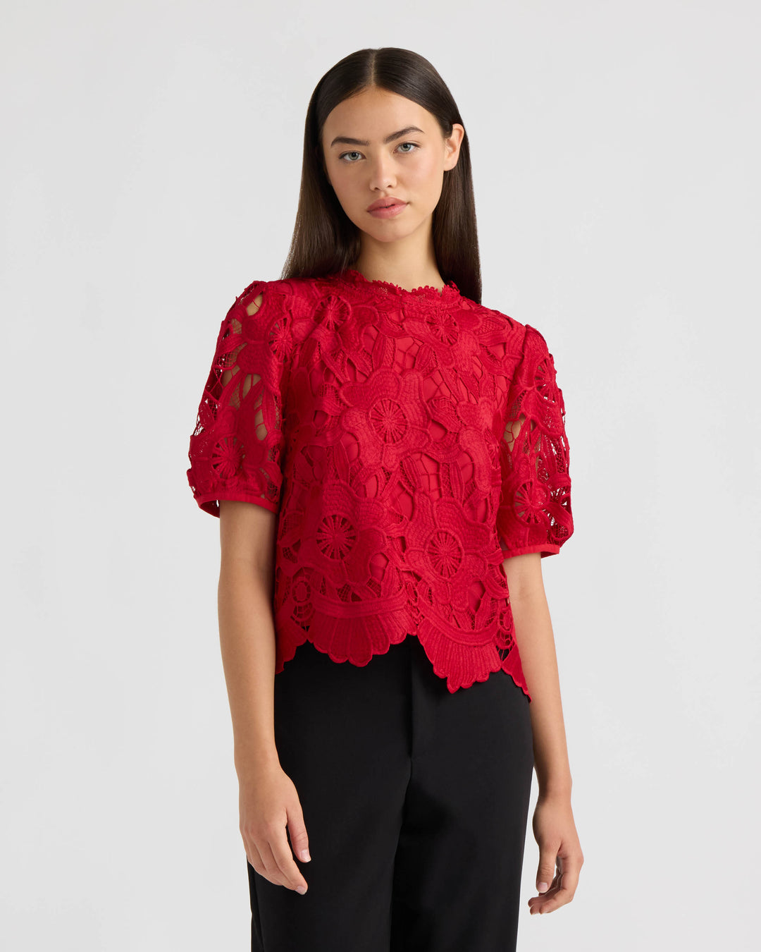 Mock Neck Lace Top