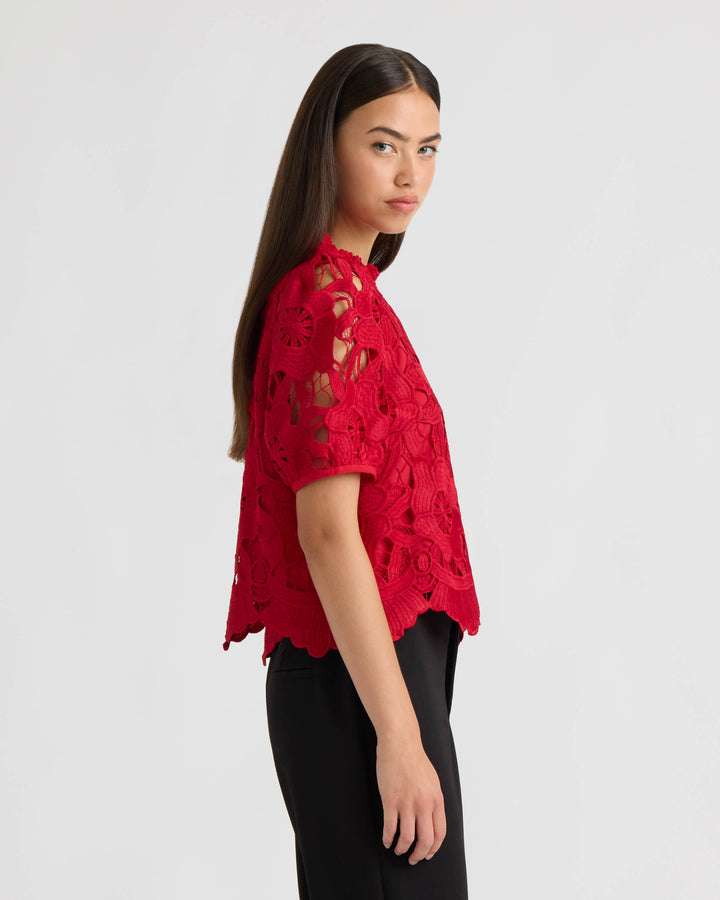 Mock Neck Lace Top