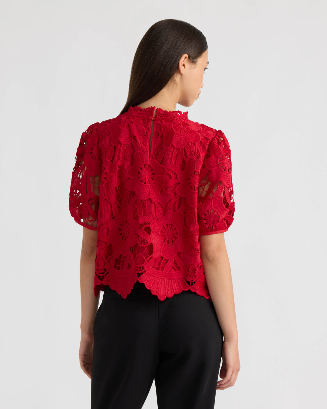 Mock Neck Lace Top