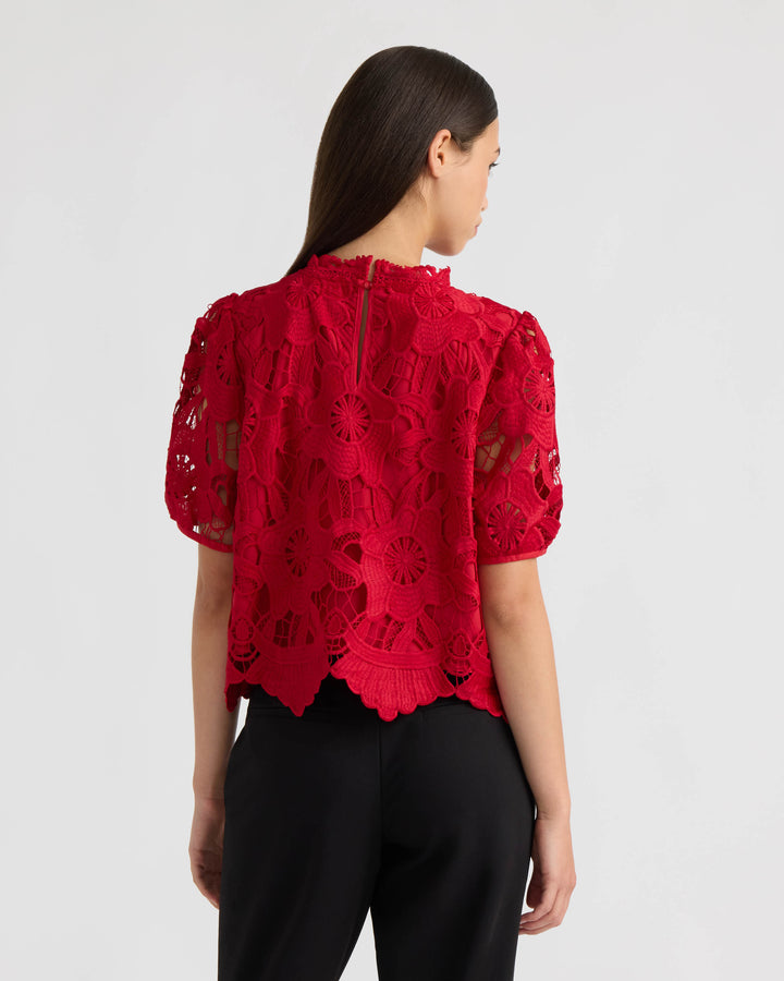 Mock Neck Lace Top