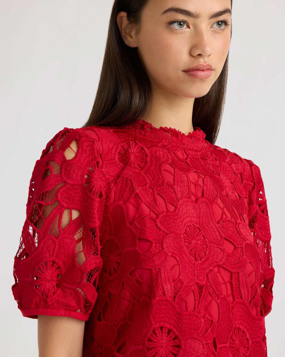 Mock Neck Lace Top