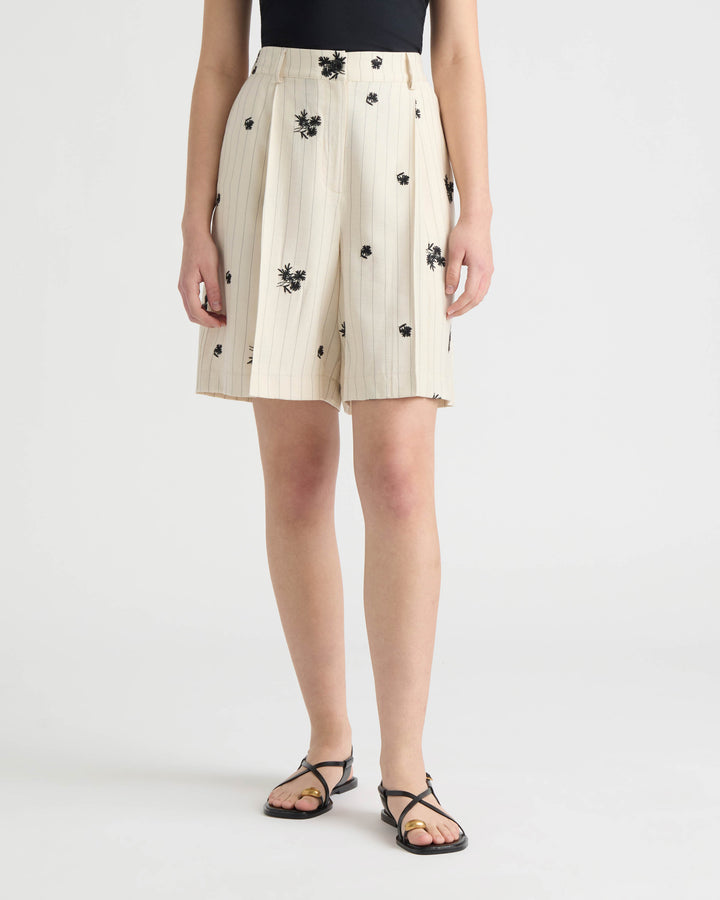 Embroidered Stripe Bermuda Short