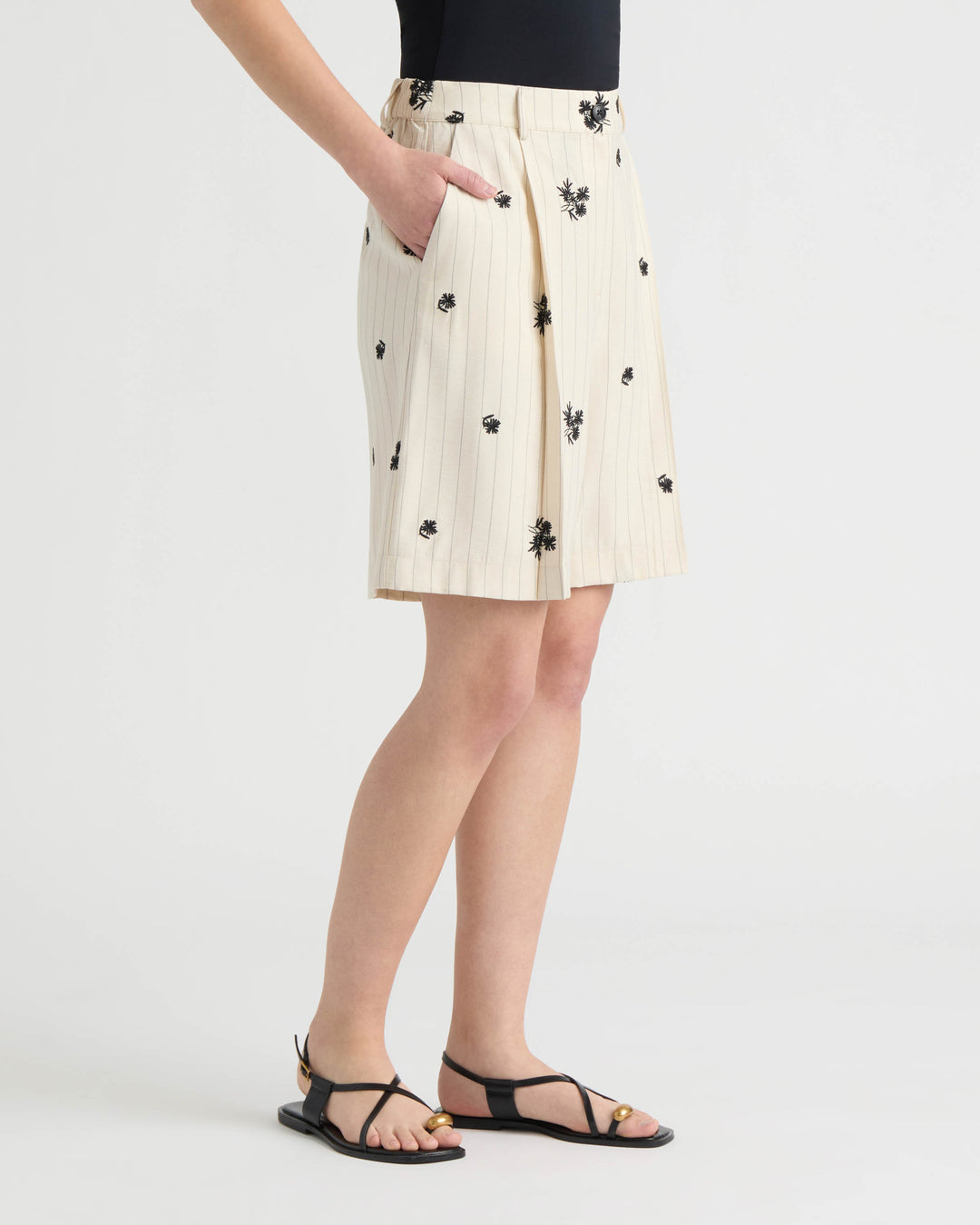 Embroidered Stripe Bermuda Short