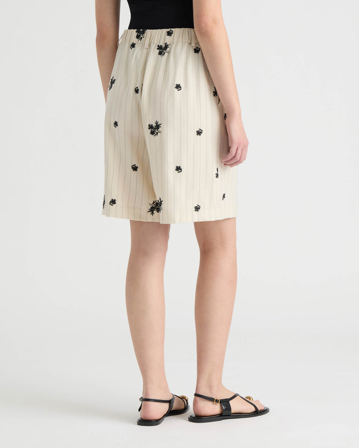 Embroidered Stripe Bermuda Short