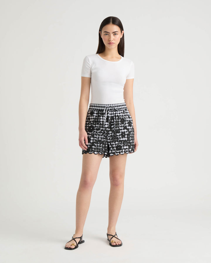 Gingham Scallop Hem Short