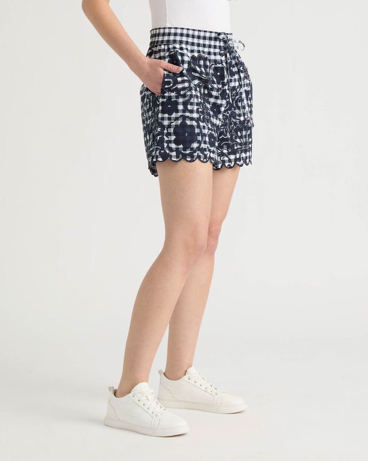 Gingham Scallop Hem Short