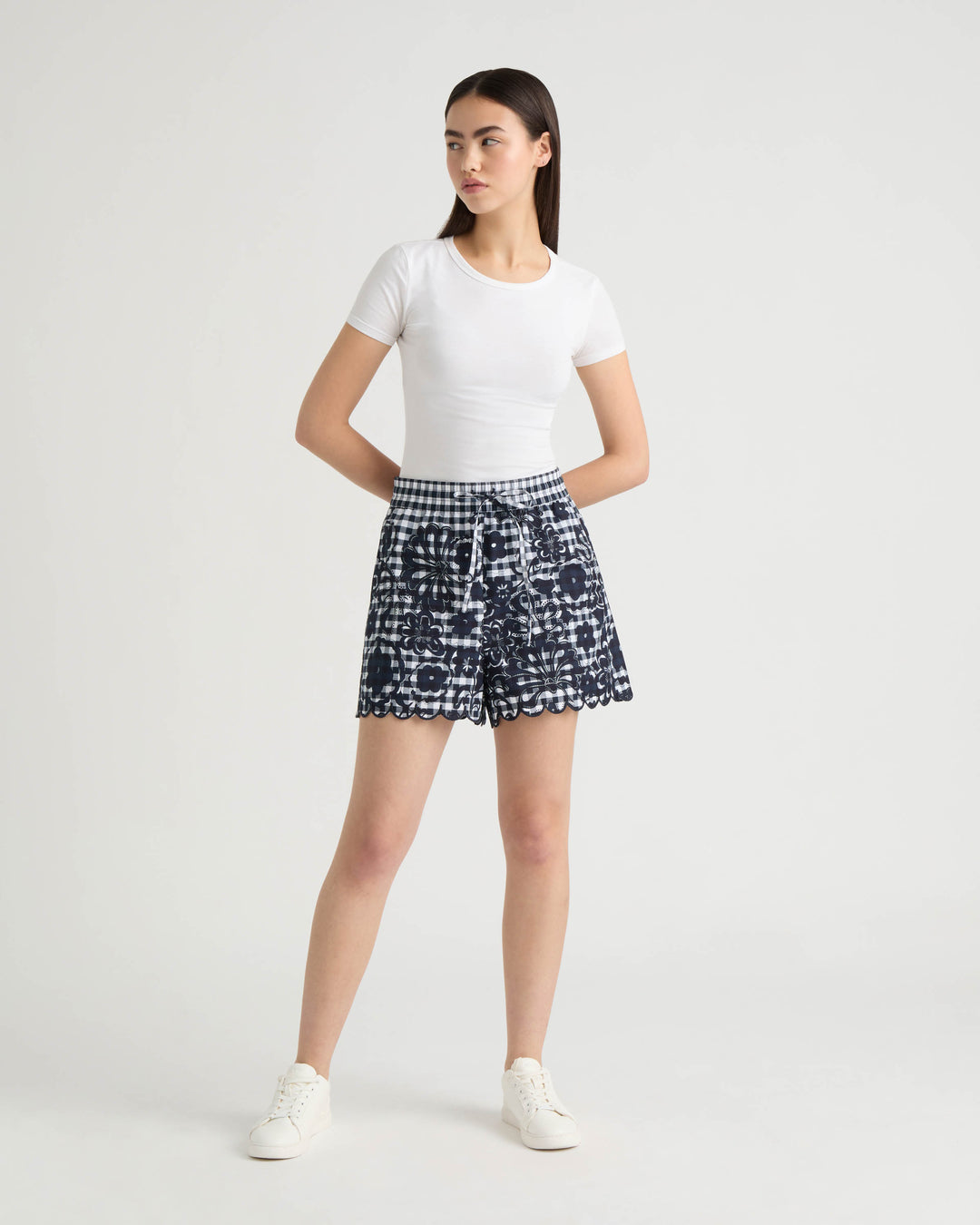 Gingham Scallop Hem Short