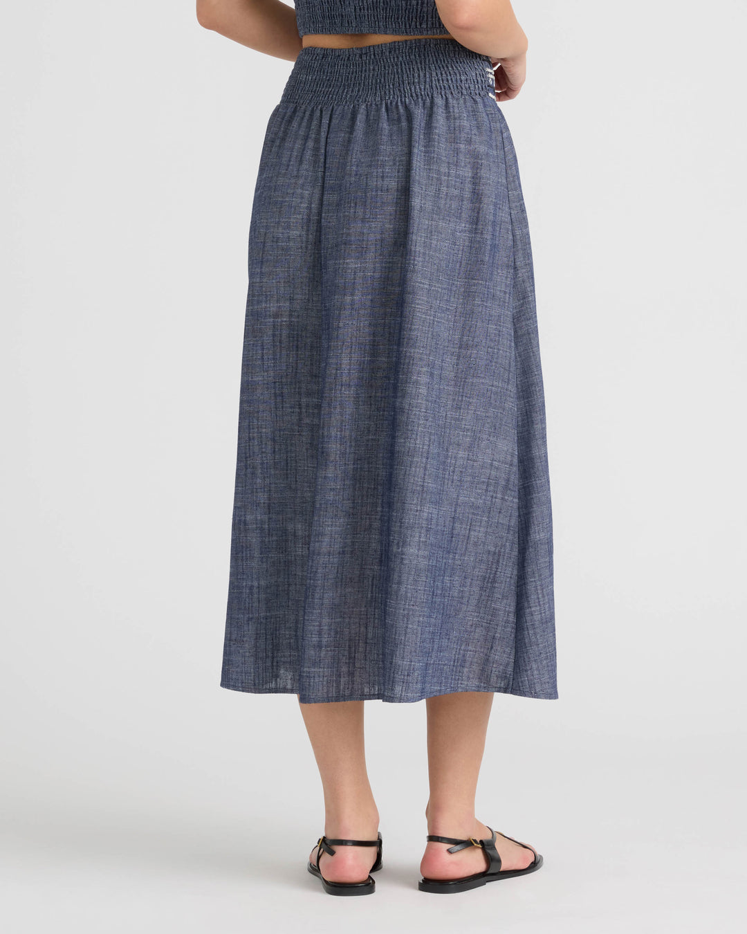 Midi Skirt with Embroidered Yoke