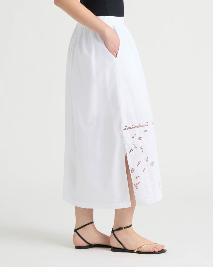 Embroidered Poplin Scallop Skirt