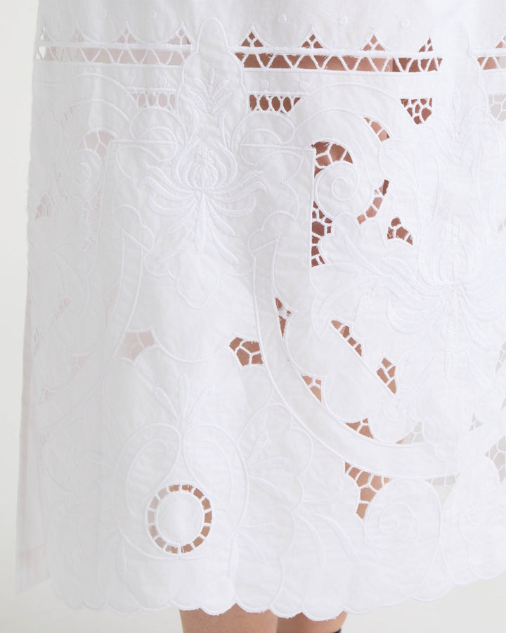 Embroidered Poplin Scallop Skirt