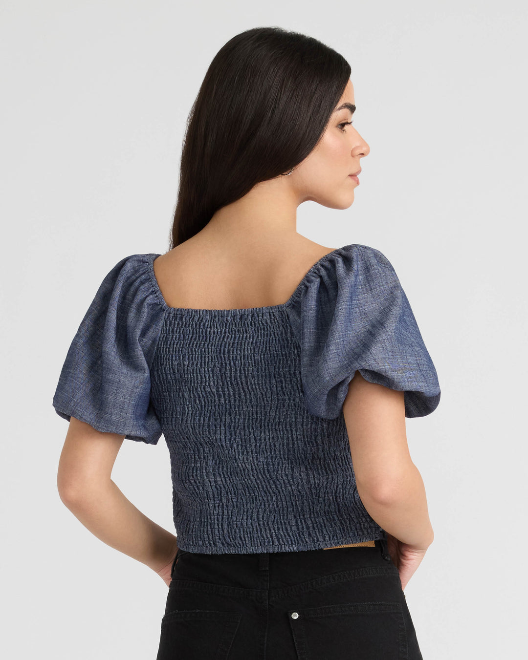 Embroidered Balloon Sleeve Top