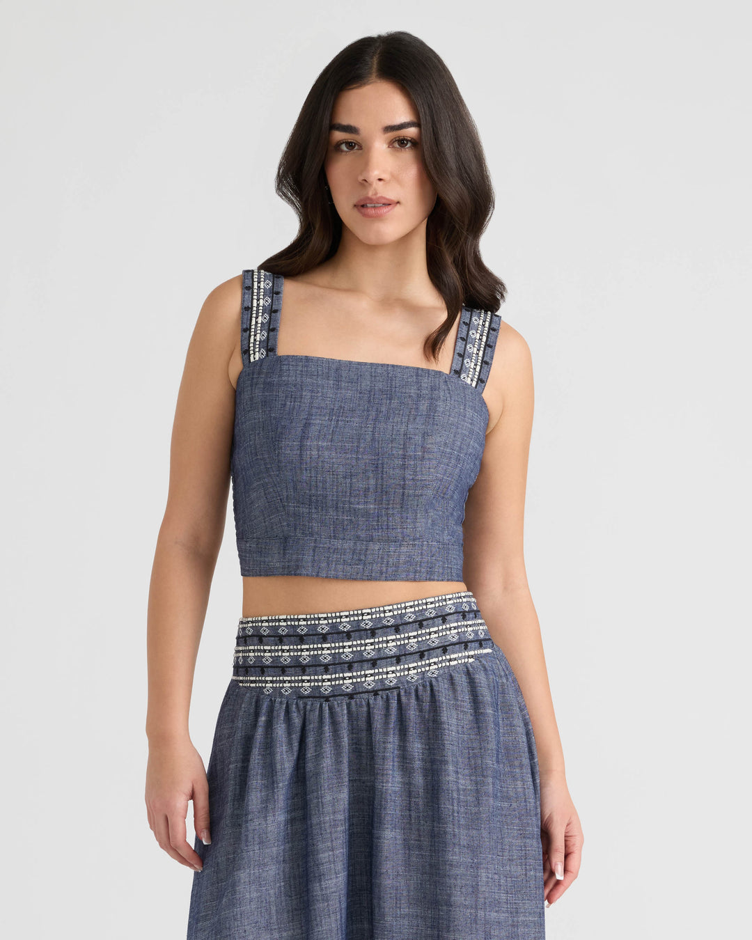 Sleeveless Embroidered Cropped Top