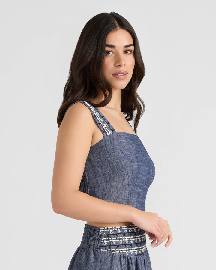 Sleeveless Embroidered Cropped Top