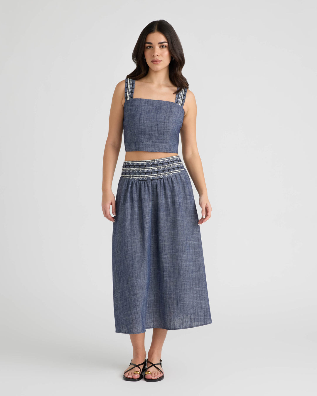 Sleeveless Embroidered Cropped Top