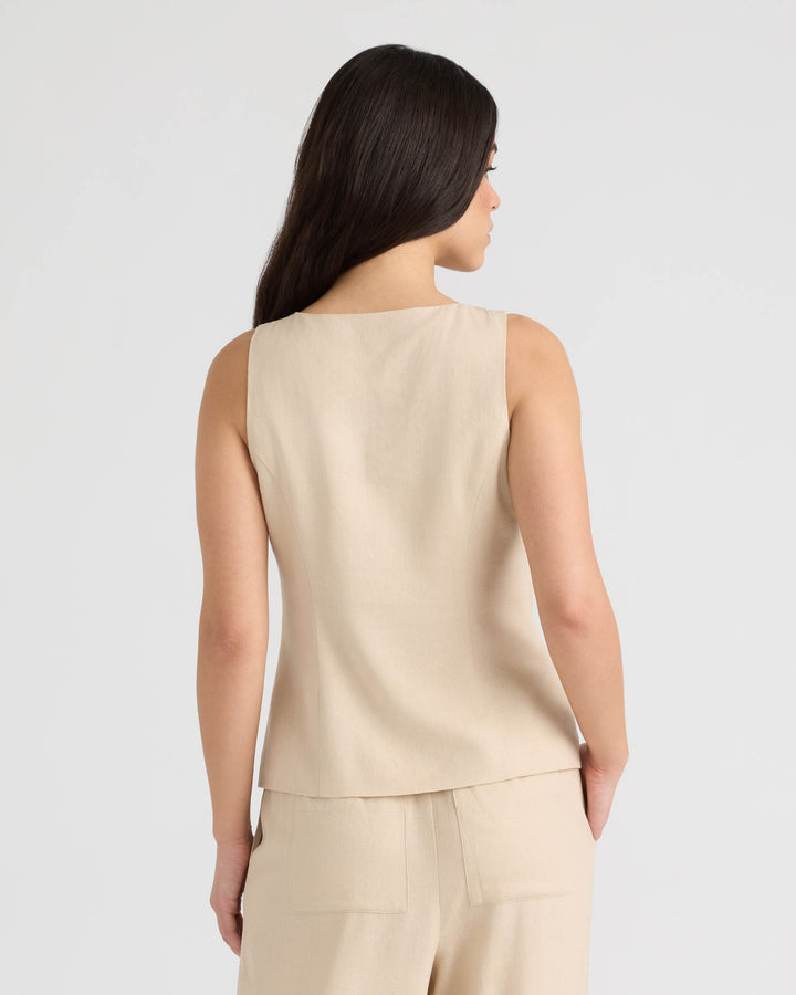 Button Front Embroidered Vest
