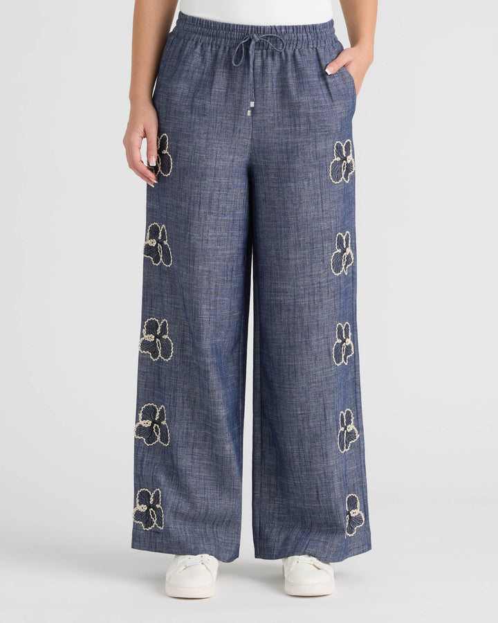 Pull On Embroidered Trouser