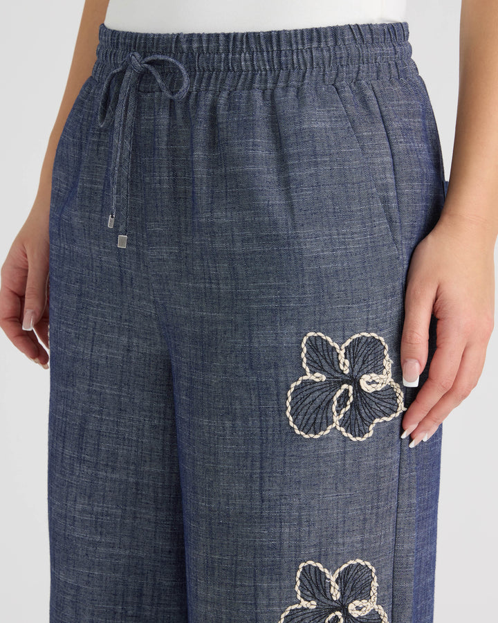 Pull On Embroidered Trouser