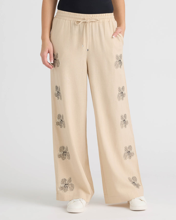 Pull On Embroidered Trouser