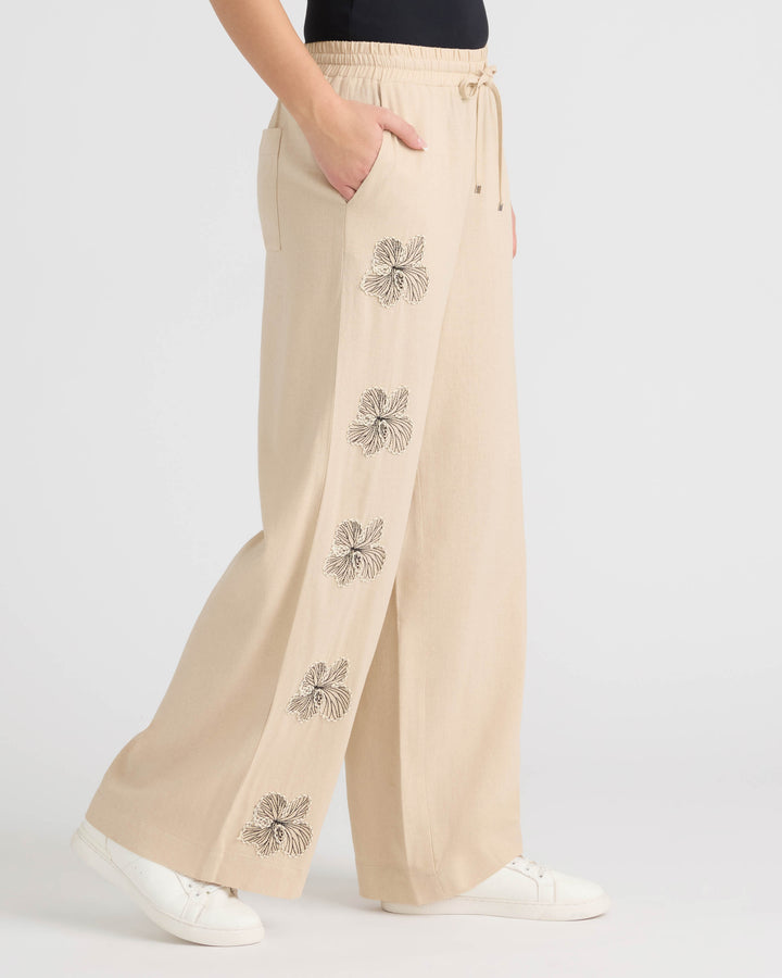Pull On Embroidered Trouser