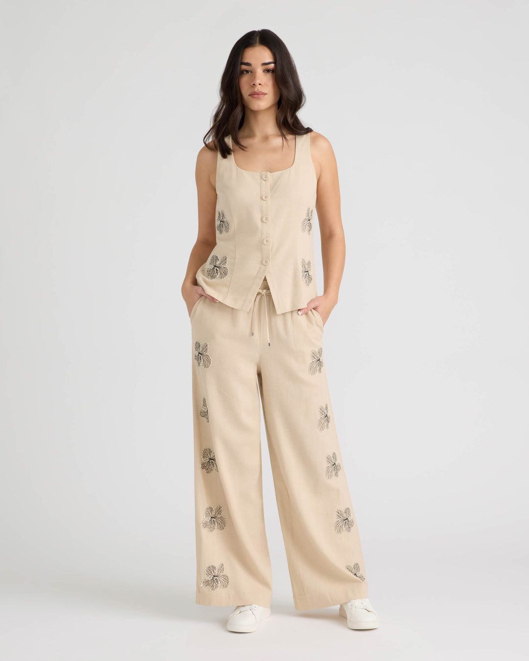 Pull On Embroidered Trouser