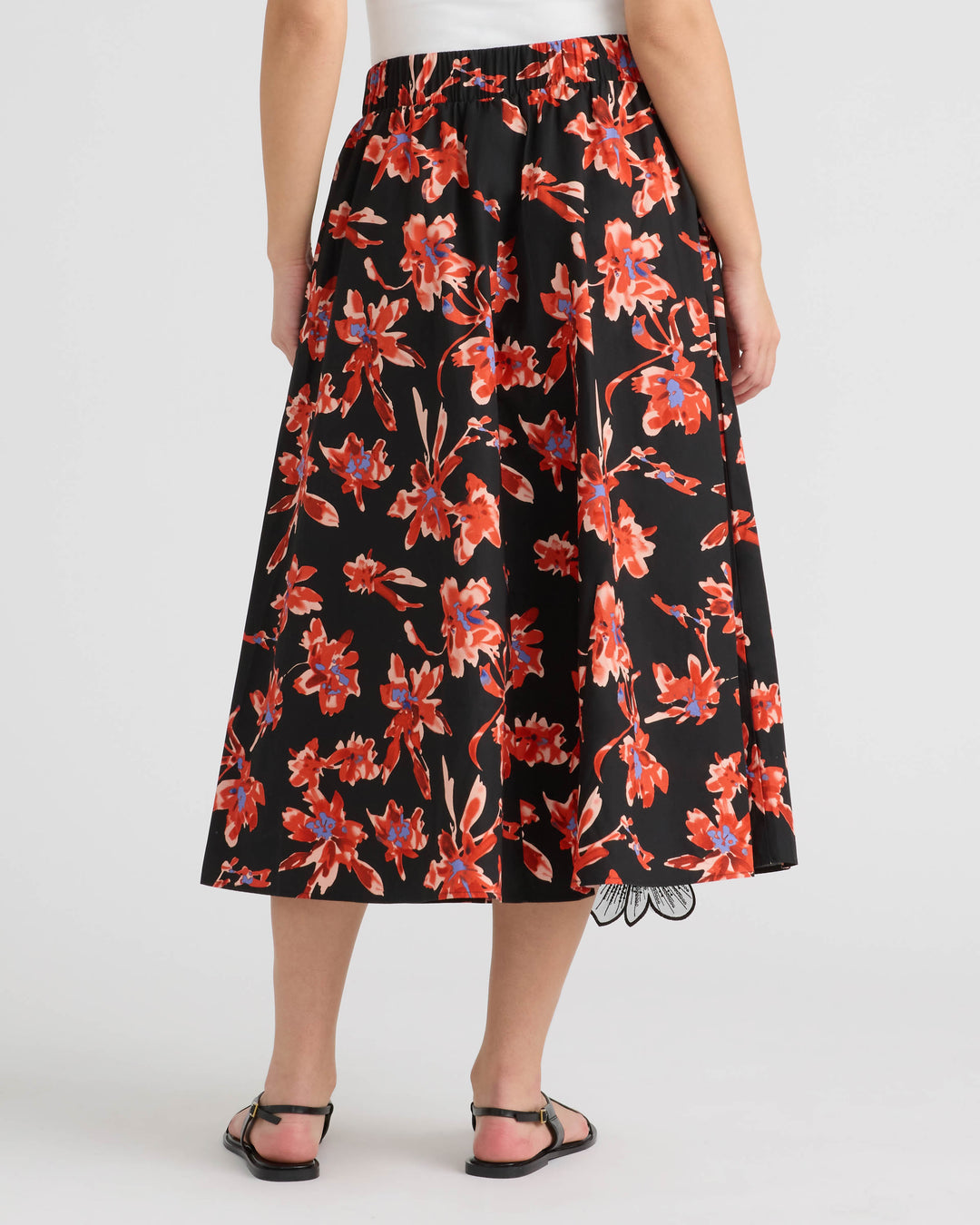 Midi Skirt with Floral Applique