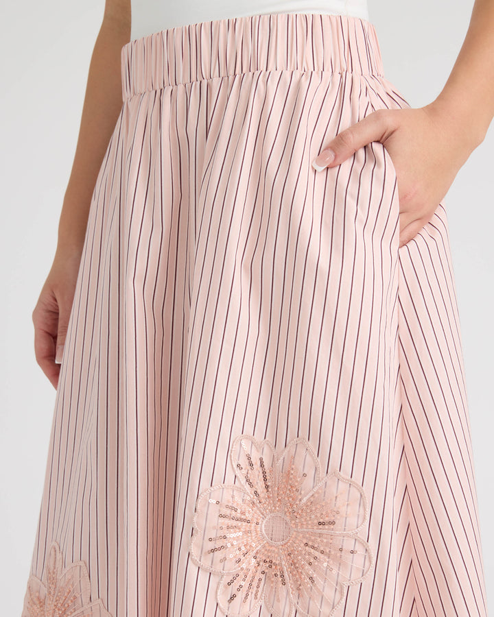 Midi Skirt with Floral Applique