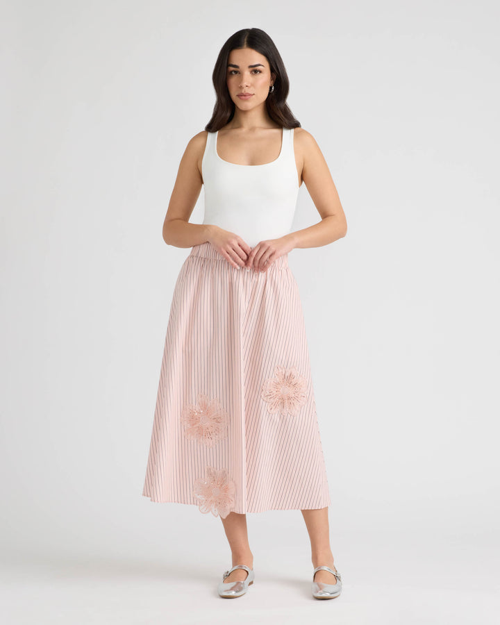 Midi Skirt with Floral Applique
