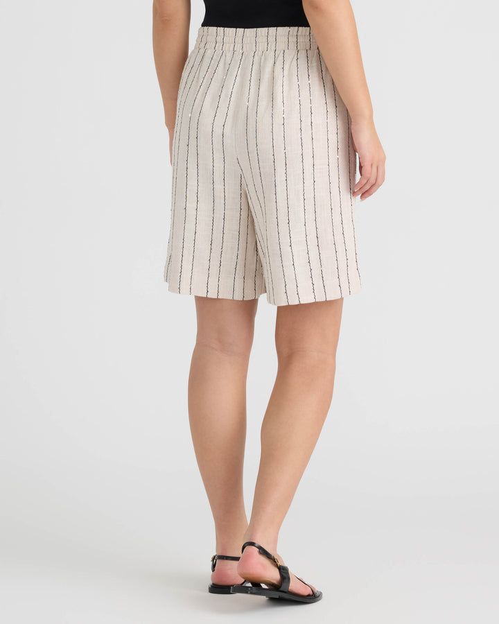 Pull-On Bermuda Short with Sequin Stripe